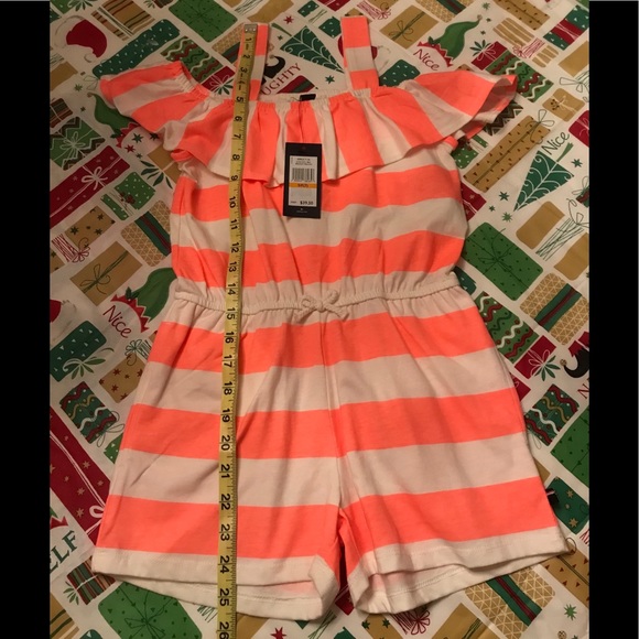 NWT Tommy Hilfiger Girls Romper Bright Melon - Picture 6 of 6